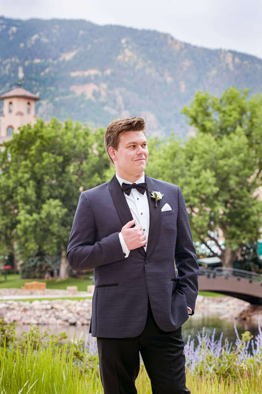 Groom getting ready for his wedding at The Broadmoor