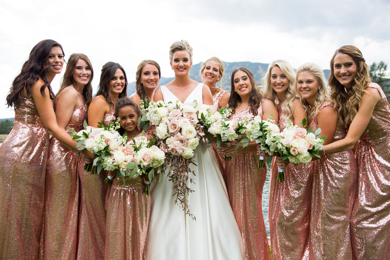 Champagne Wedding Bridesmaids Dresses, Champagne Bridesmaids Dresses, Champagne Rose Bouquets, Broadmoor Wedding Bridesmaids