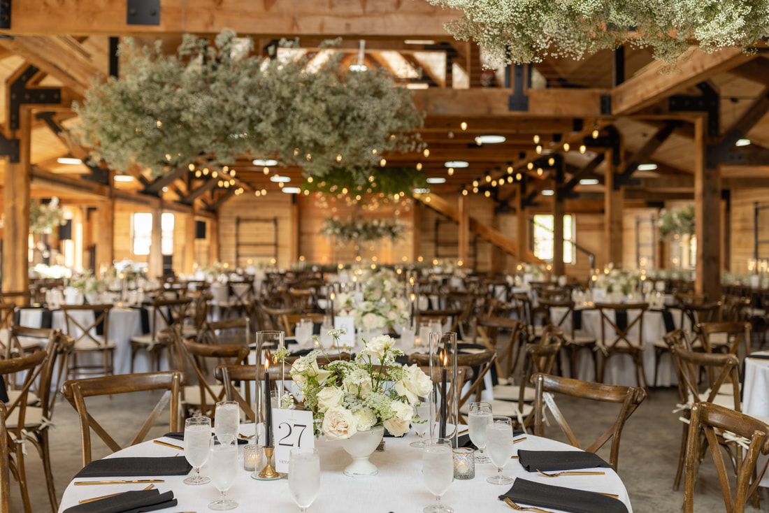 Barn wedding reception on a private ranch in Colorado