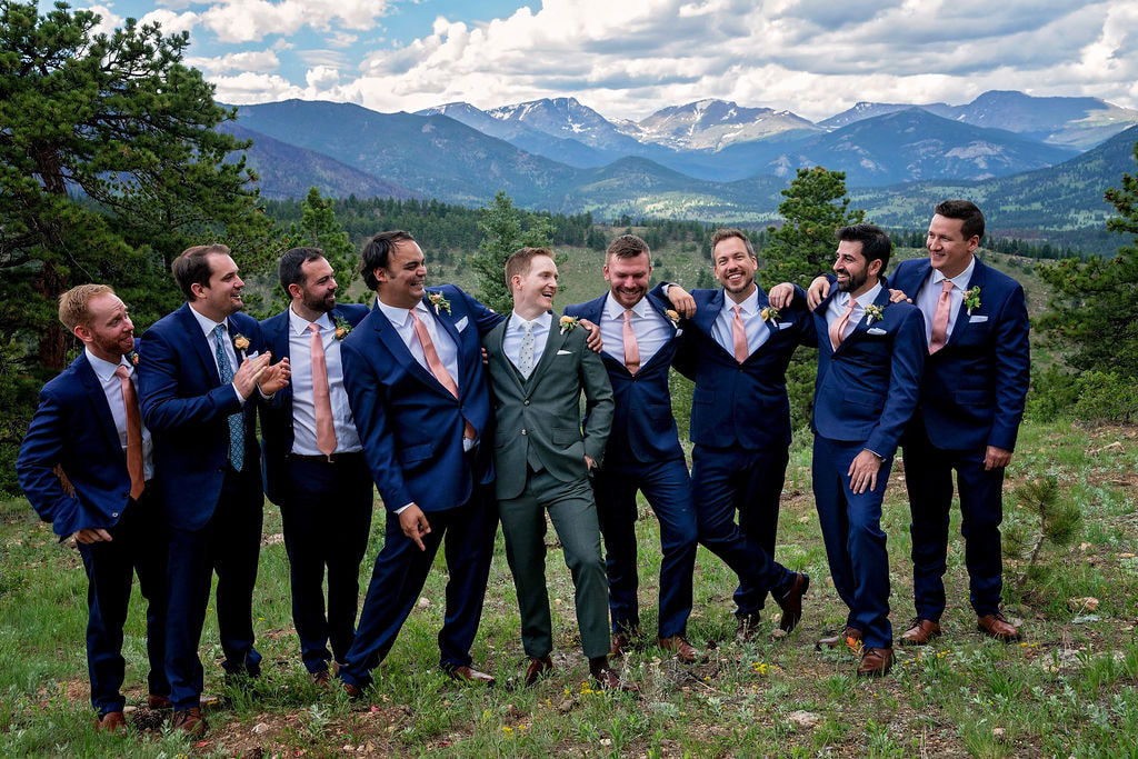 Bridal party portraits at a Colorado destination wedding in Estes Park