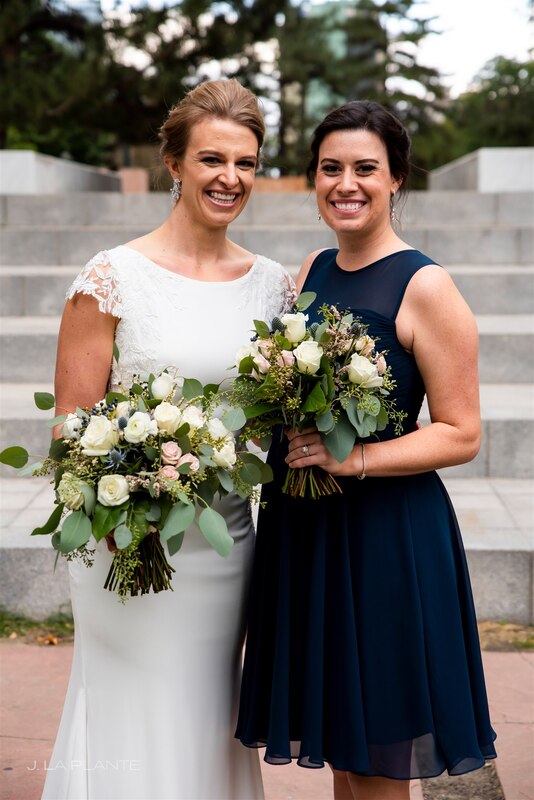 downtown denver bride with her maid of honor