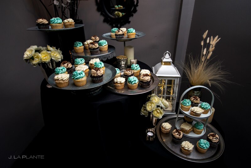 downtown denver wedding reception wedding cupcakes display