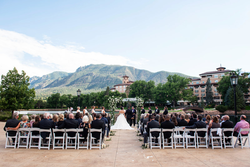 Wedding ceremony on the Lakeside Terrace at the Broadmoor