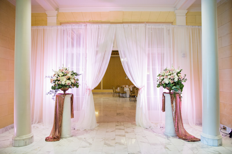 Wedding Reception Entrance Draping, Champagne Wedding Reception Entrance, Broadmoor Wedding Reception, Broadmoor Wedding Lakeside Dining Room
