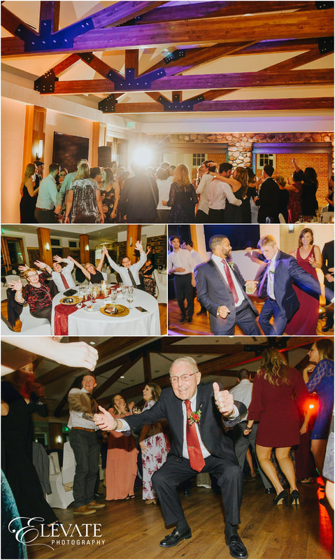 collage of wedding guests dancing