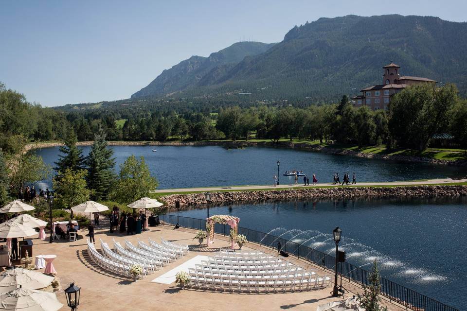 Wedding ceremony on the Lakeside Terrace at The Broadmoor