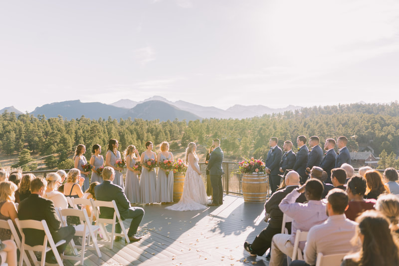 Outdoor wedding venue with mountain views