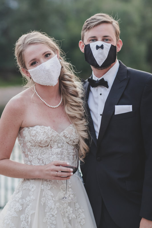 Bride & Groom with facial coverings